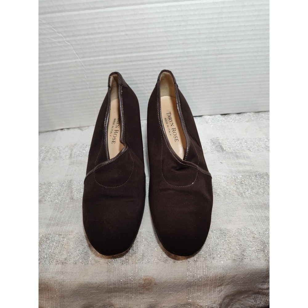 Taryn Rose Italy‎ Women's Pump Size 39 8M Brown Suede Slip On Block Heel